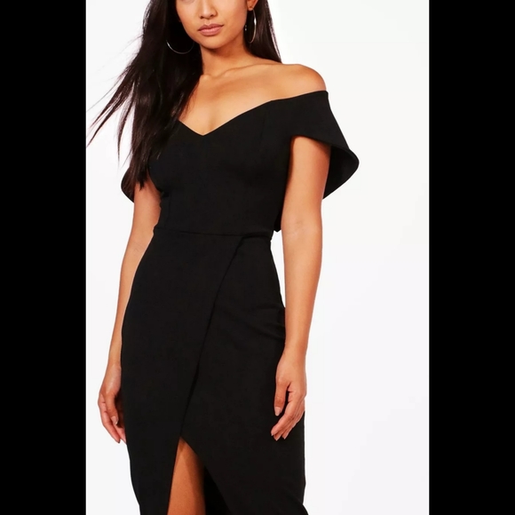 🆕️ LISTING!! BOOHOO OFF SHOULDER WRAP MIDI DRESS - Picture 5 of 16